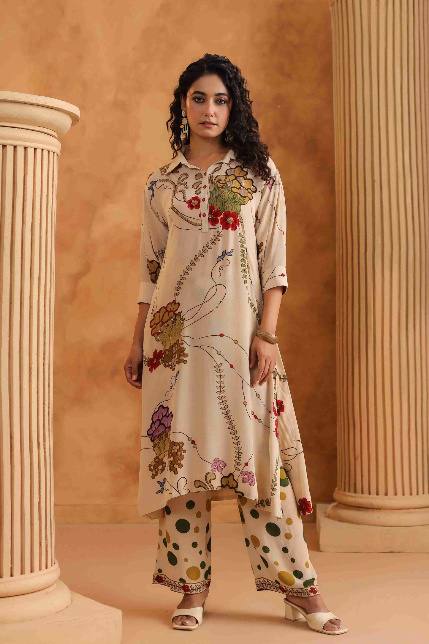 Kurat Set with Prinred Pant