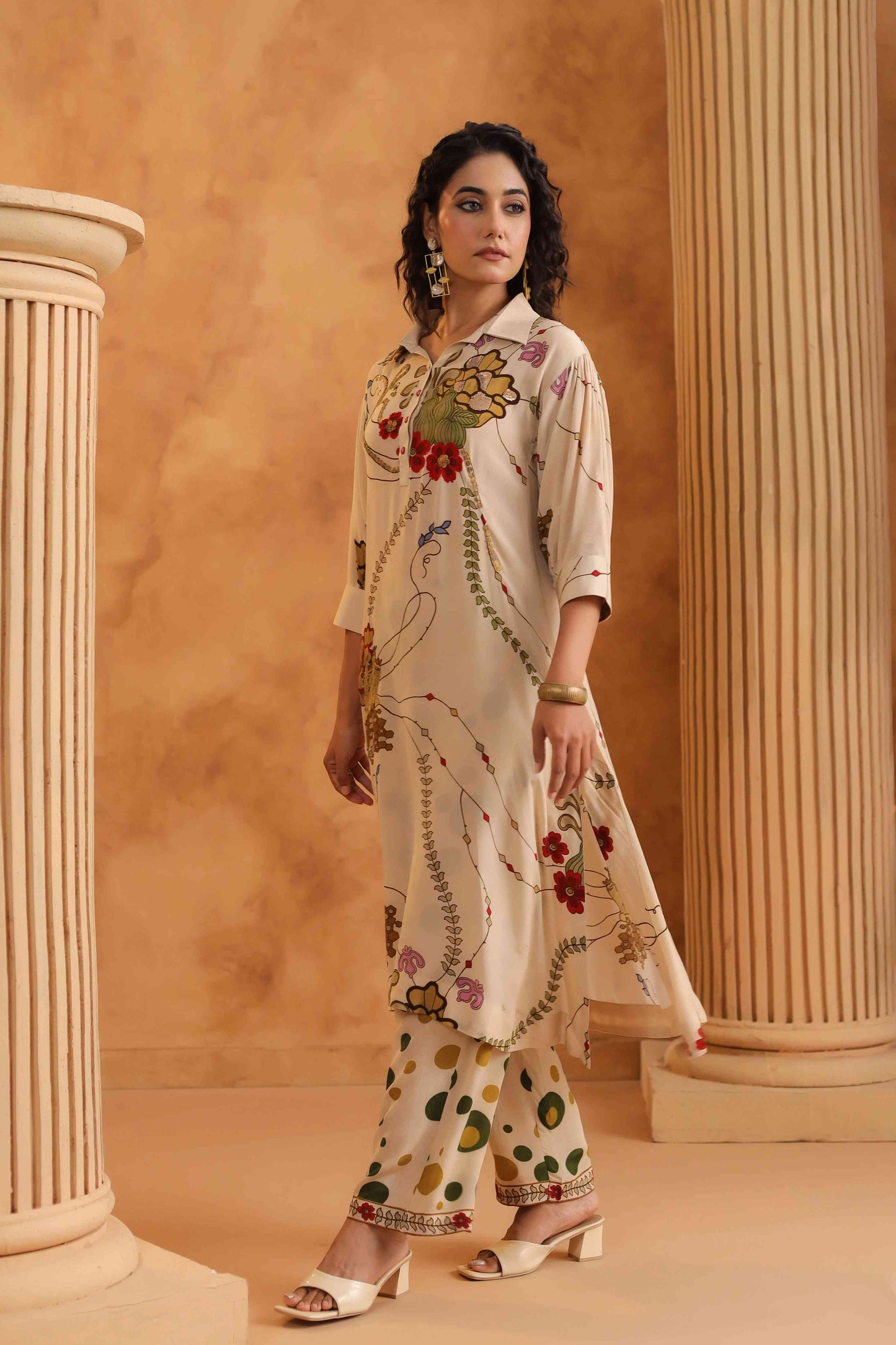 Kurat Set with Prinred Pant