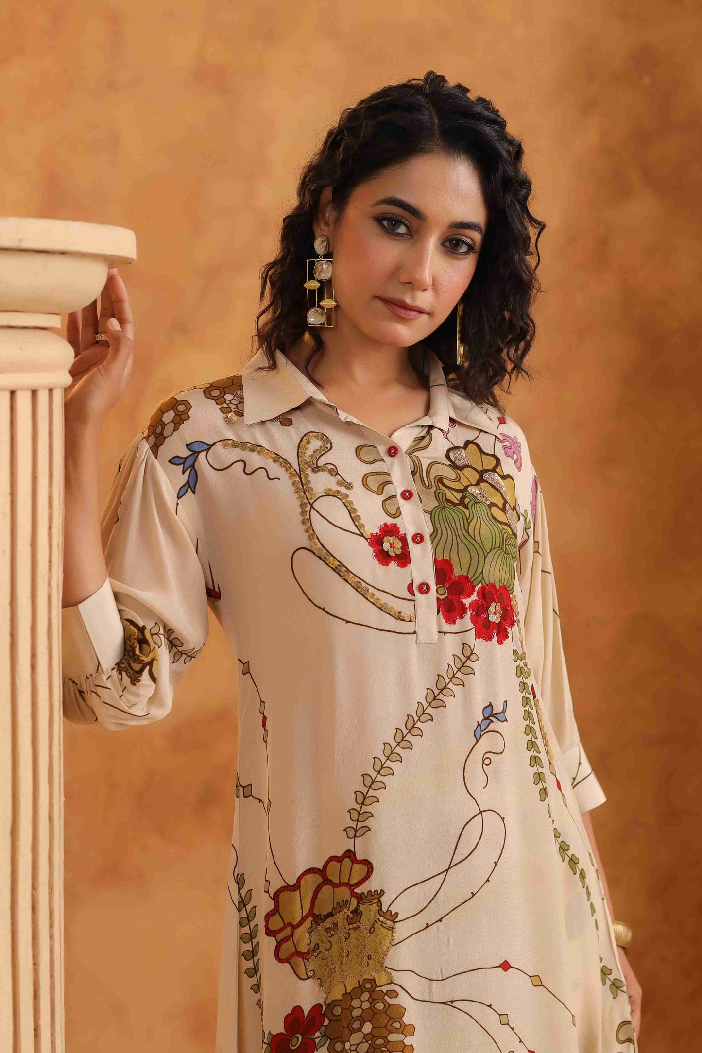 Kurat Set with Prinred Pant