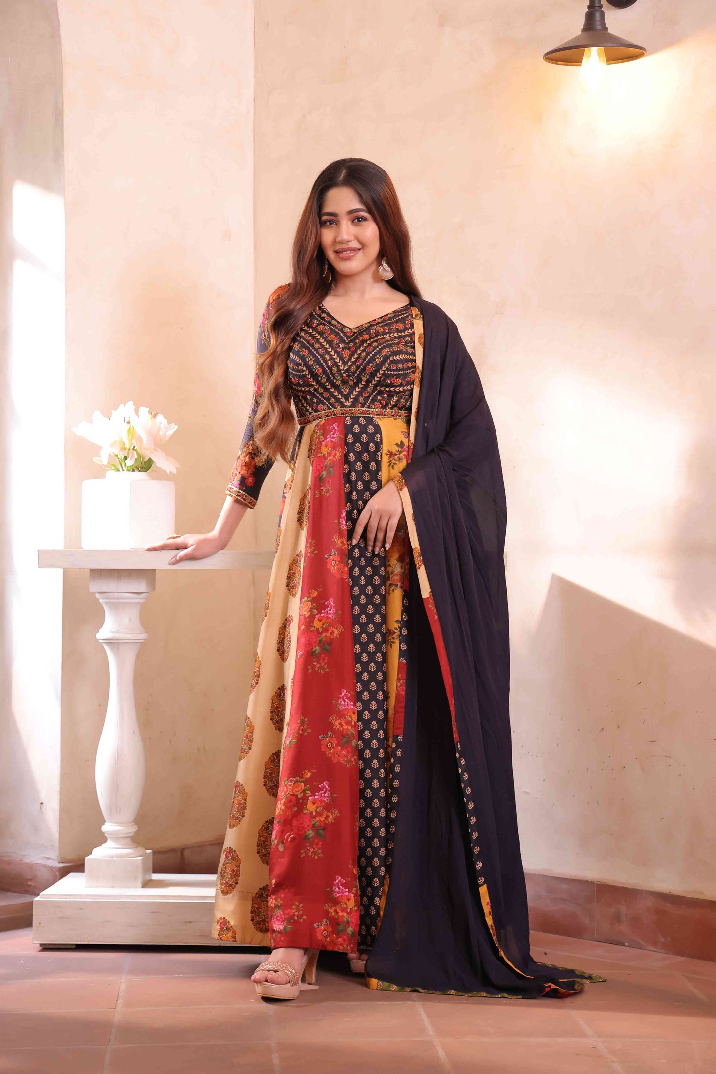 Multi Layered Printed Gown