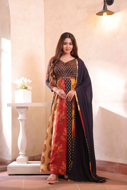 Multi Layered Printed Gown