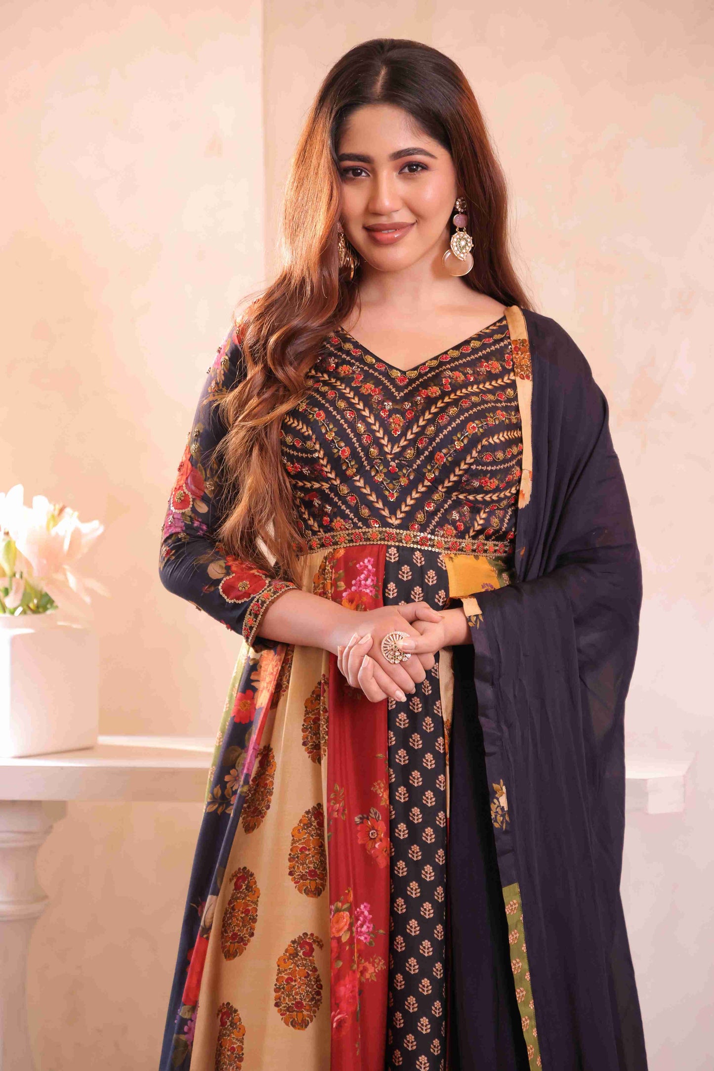 Multi Layered Printed Gown