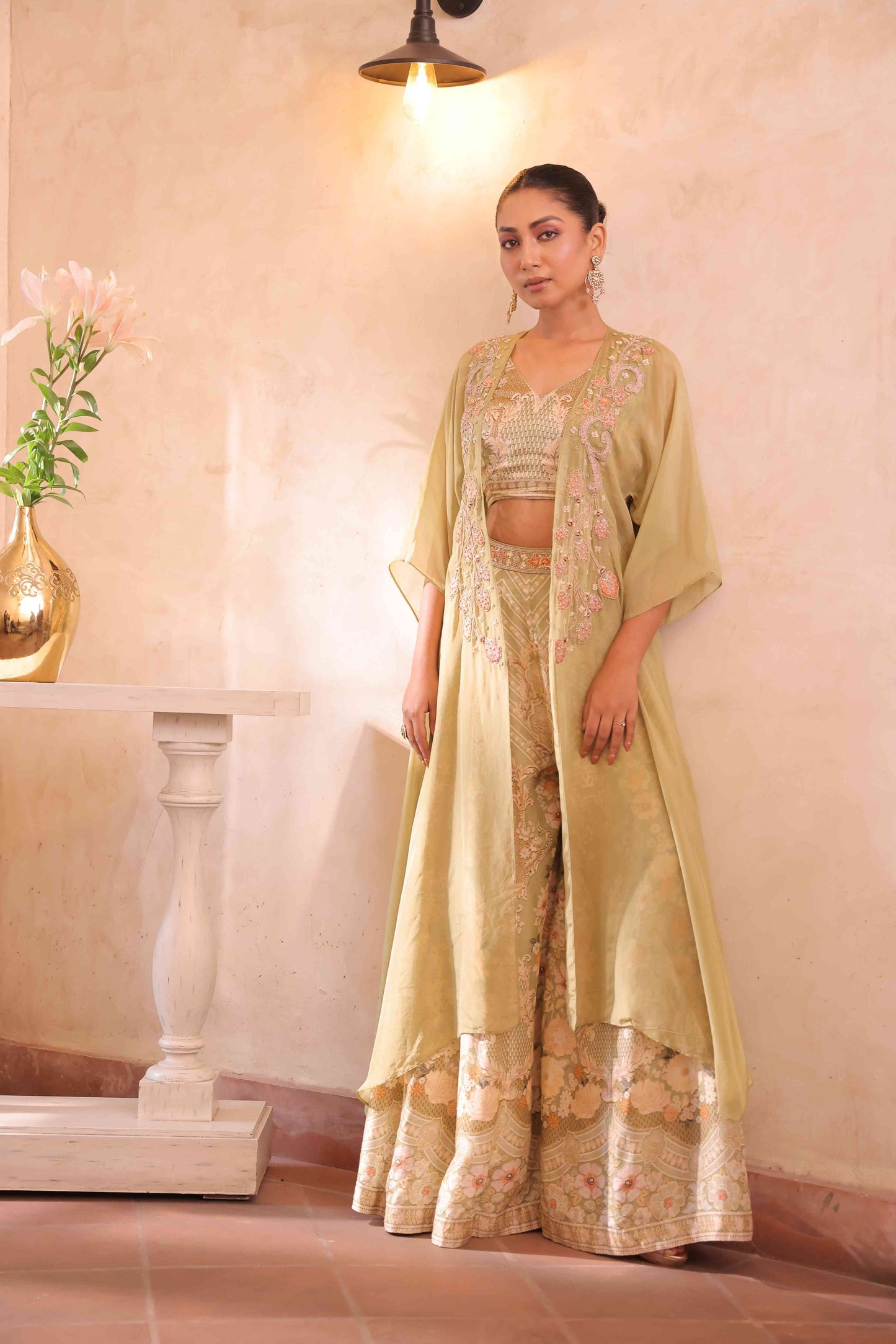 Printed Sharara with Embeliished Jacket