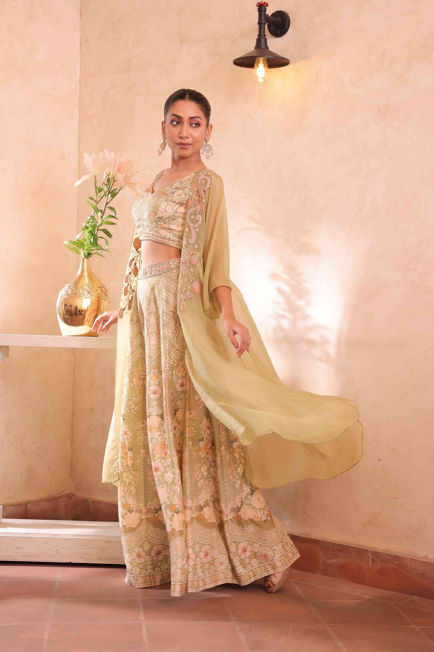Printed Sharara with Embeliished Jacket