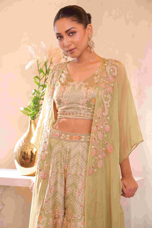 Printed Sharara with Embeliished Jacket