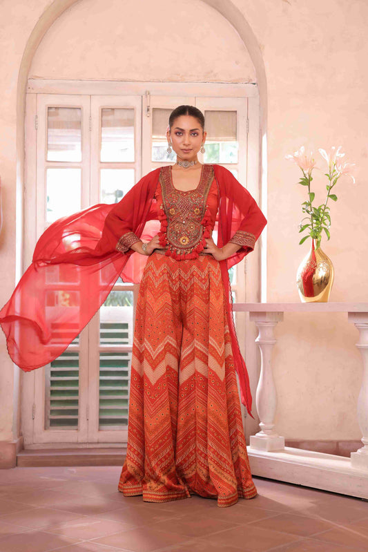 Printed Sharara With Jacket