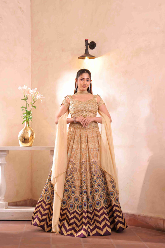 Printed Embellished Lehanga with Choker Blouse