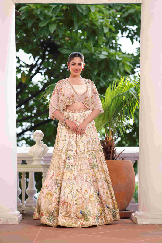 Traditional Print Lehanga With Cape