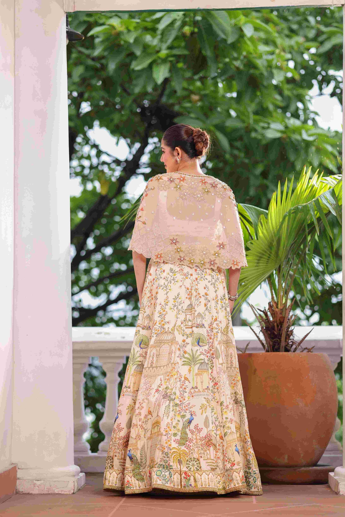 Traditional Print Lehanga With Cape
