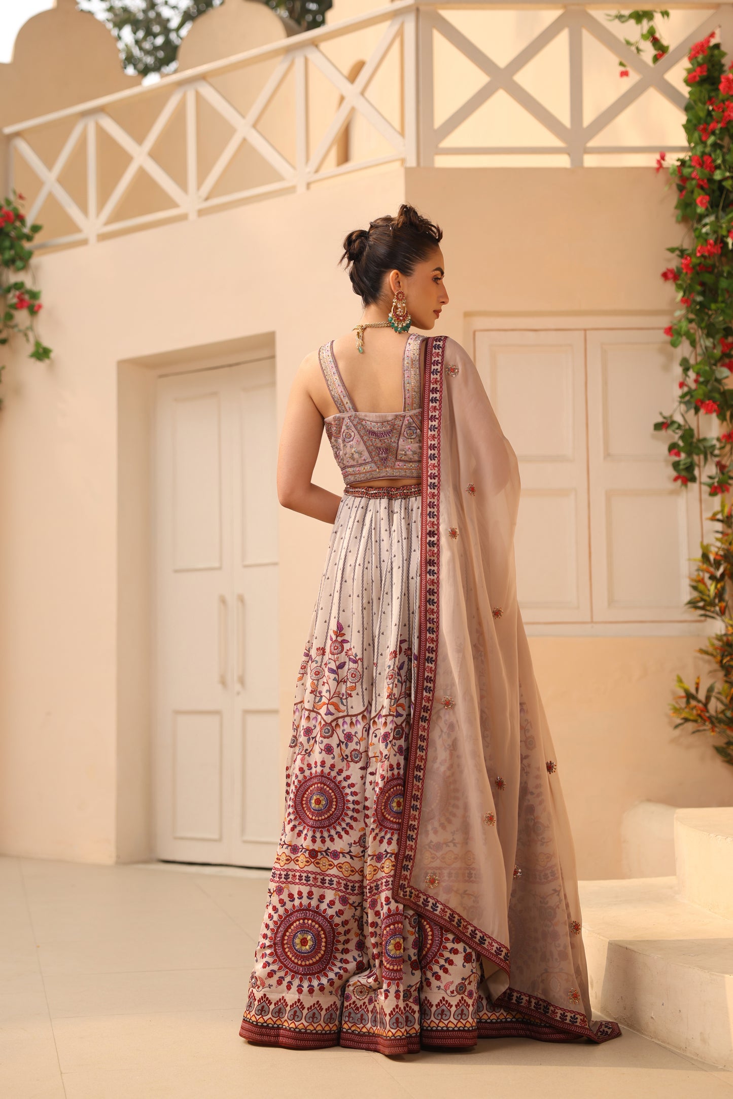 Traditional Print Lehanga with Fully embroidired Blouse & Dupatta