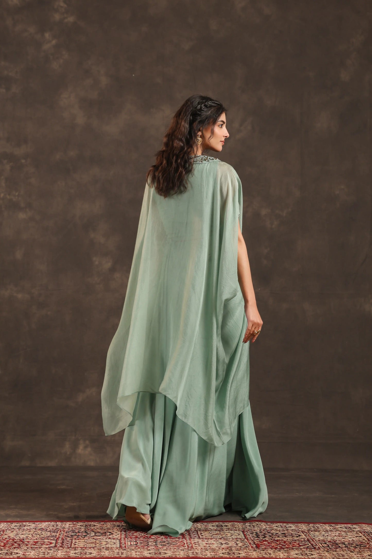 Heavy Embellished Kaftan Set Mint Blue