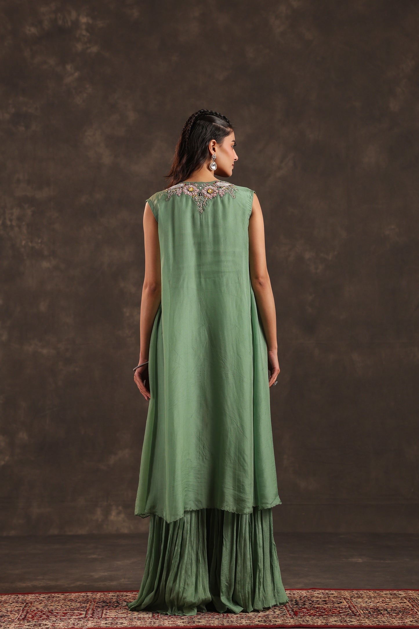 Heavy Jacket + Sharara Pant Green