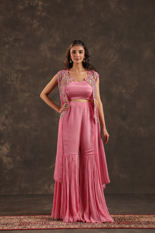 Heavy Jacket + Sharara Pant Light Pink