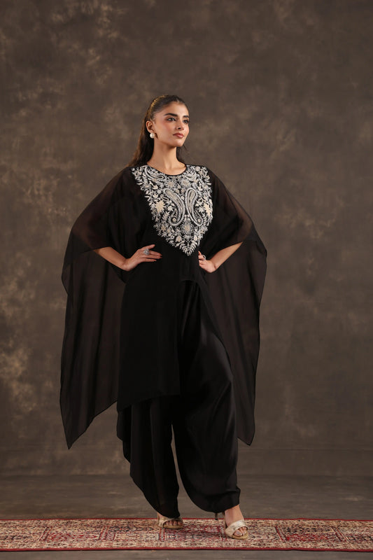 Heavy Embellished Kaftan Set Black