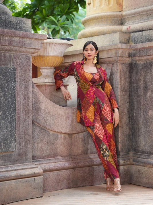 Printed Dress with Printed Pant