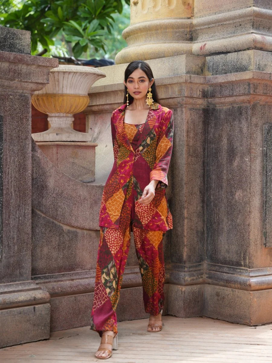Printed Dress with Printed Pant