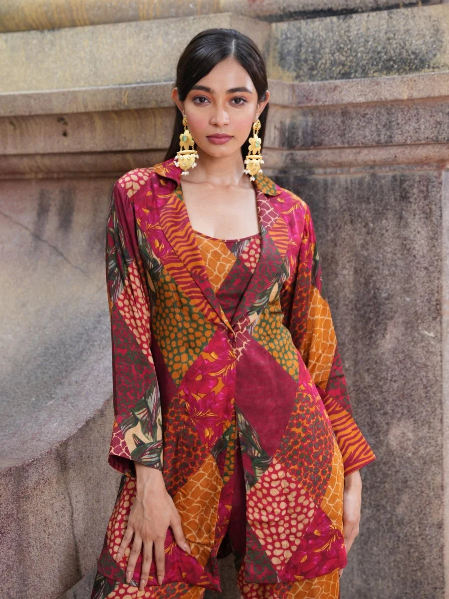 Printed Dress with Printed Pant
