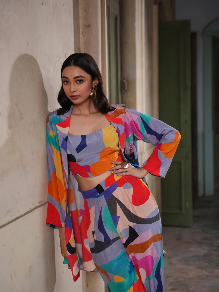 Printed Dress with Printed Pant