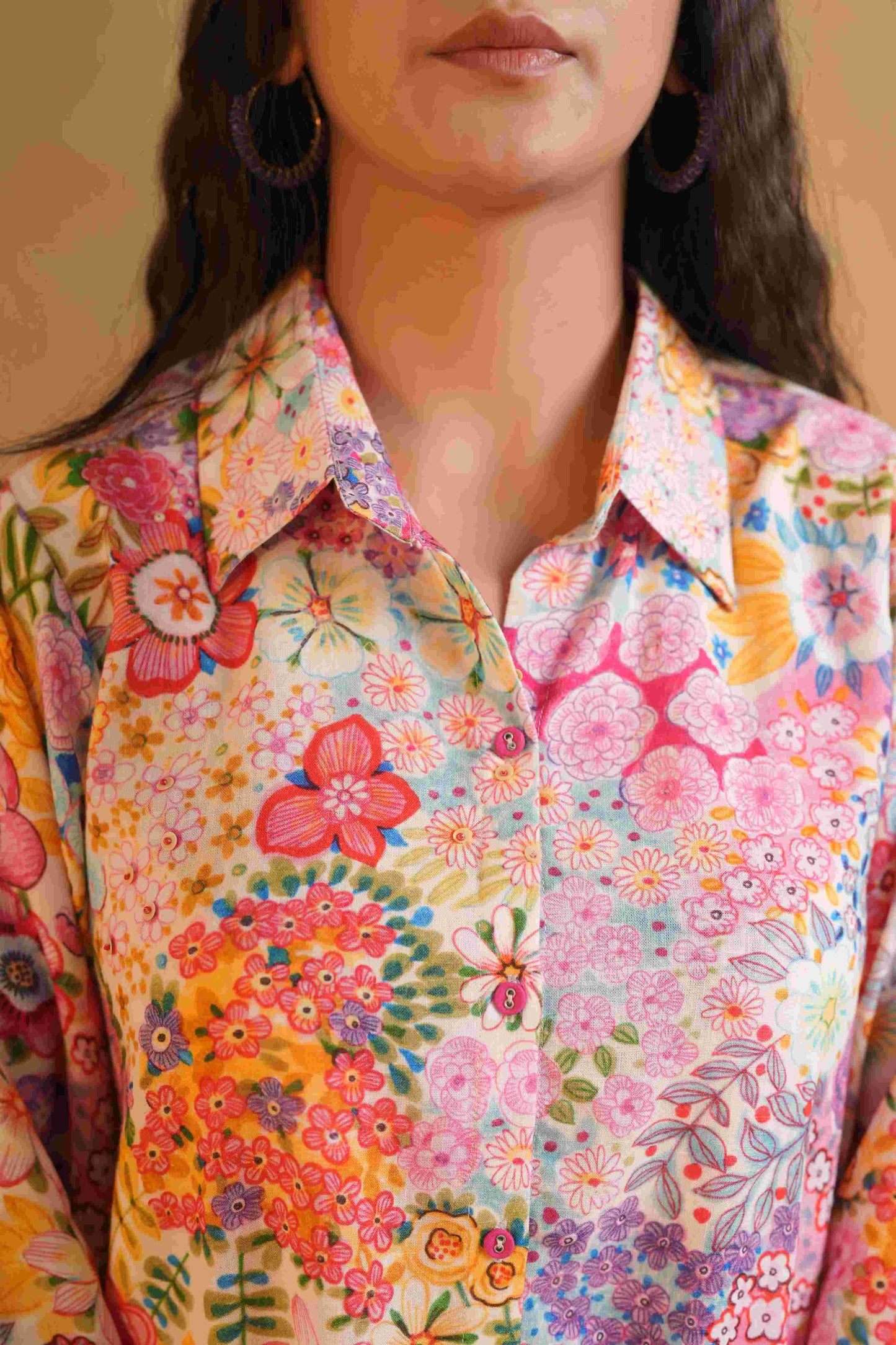 Printed Linen Short Tops