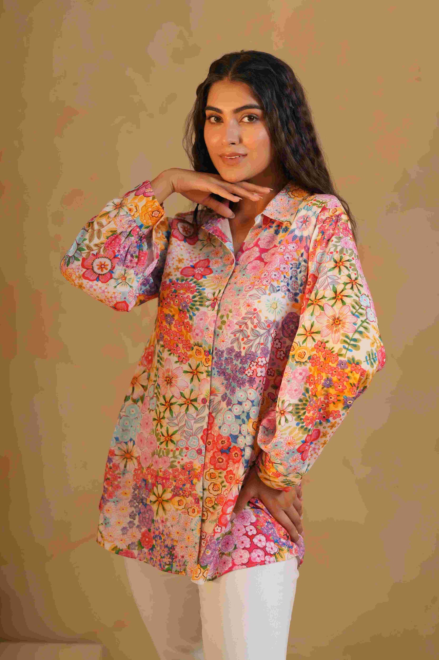 Printed Linen Short Tops