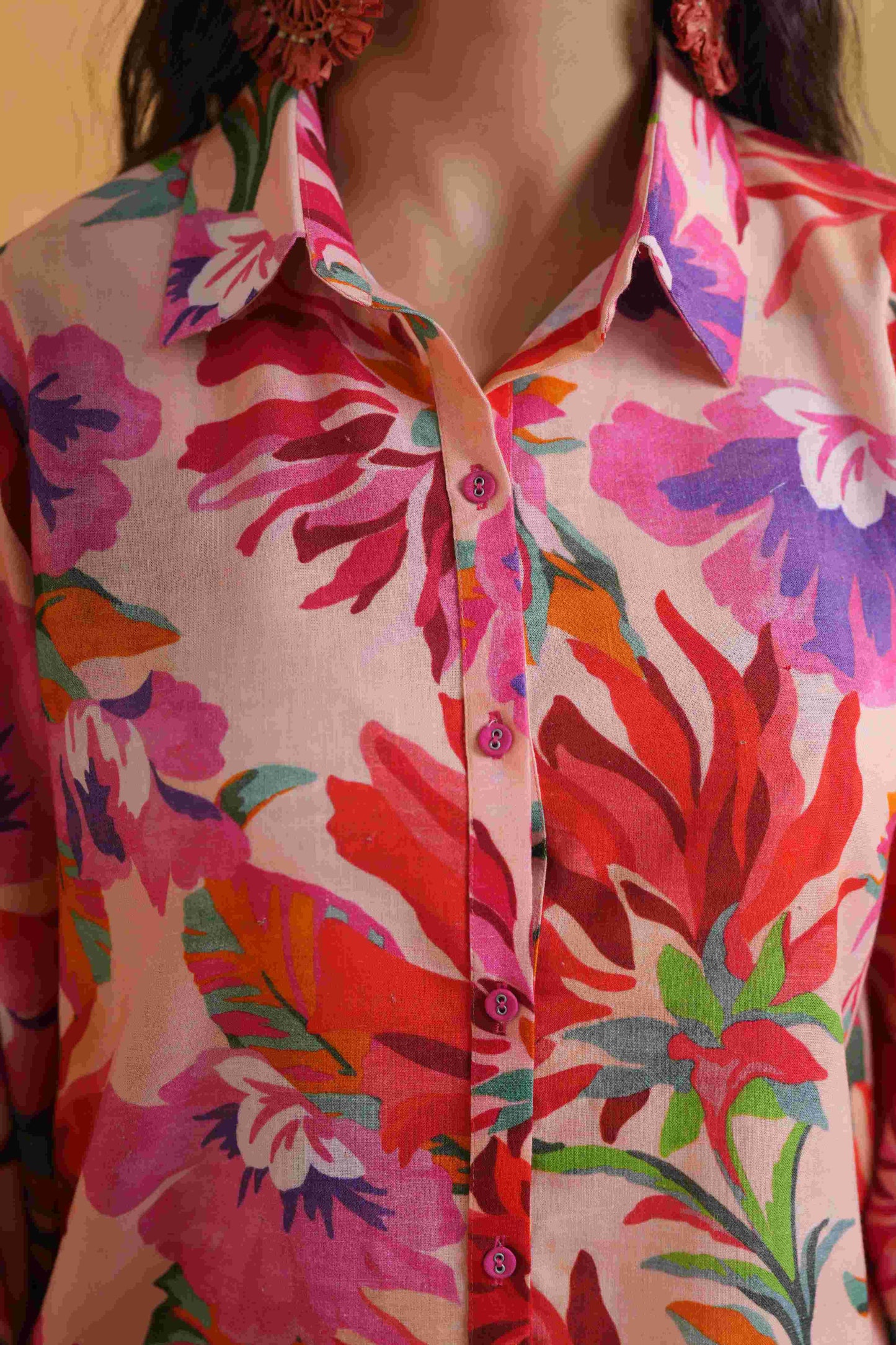 Printed Linen Short Tops