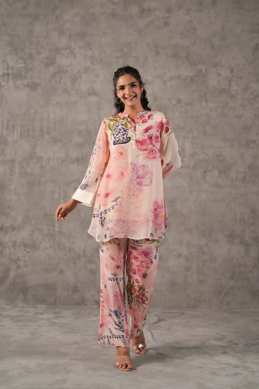 Floral Printed Straight Kurti with Pant
