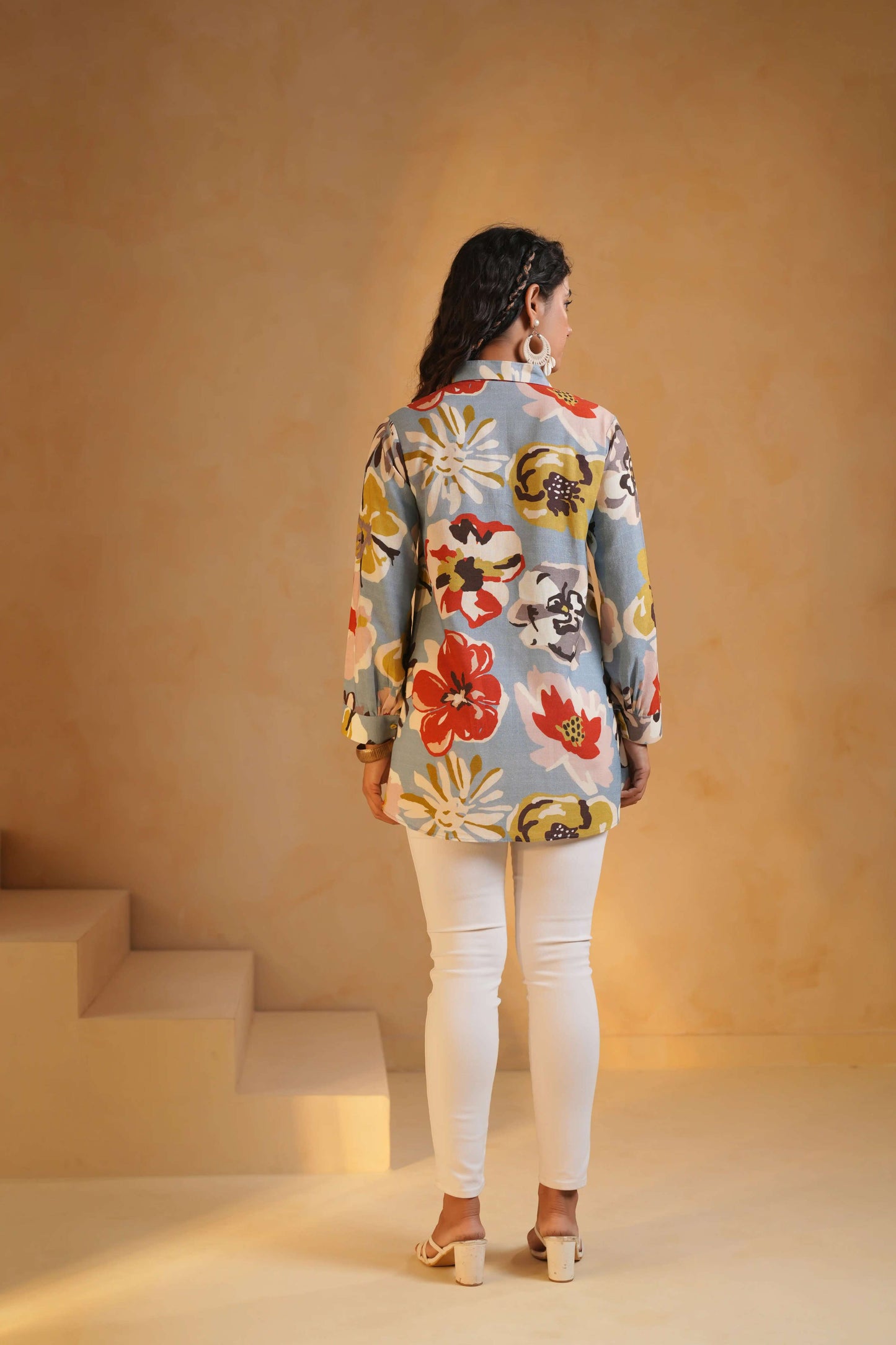 Printed Linen Short Tops