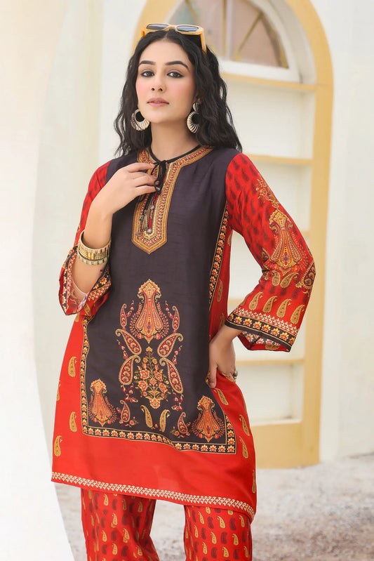 Traditional Print Short Kurti with Pant