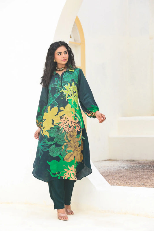 Floral Print Straight Kurti with Pant