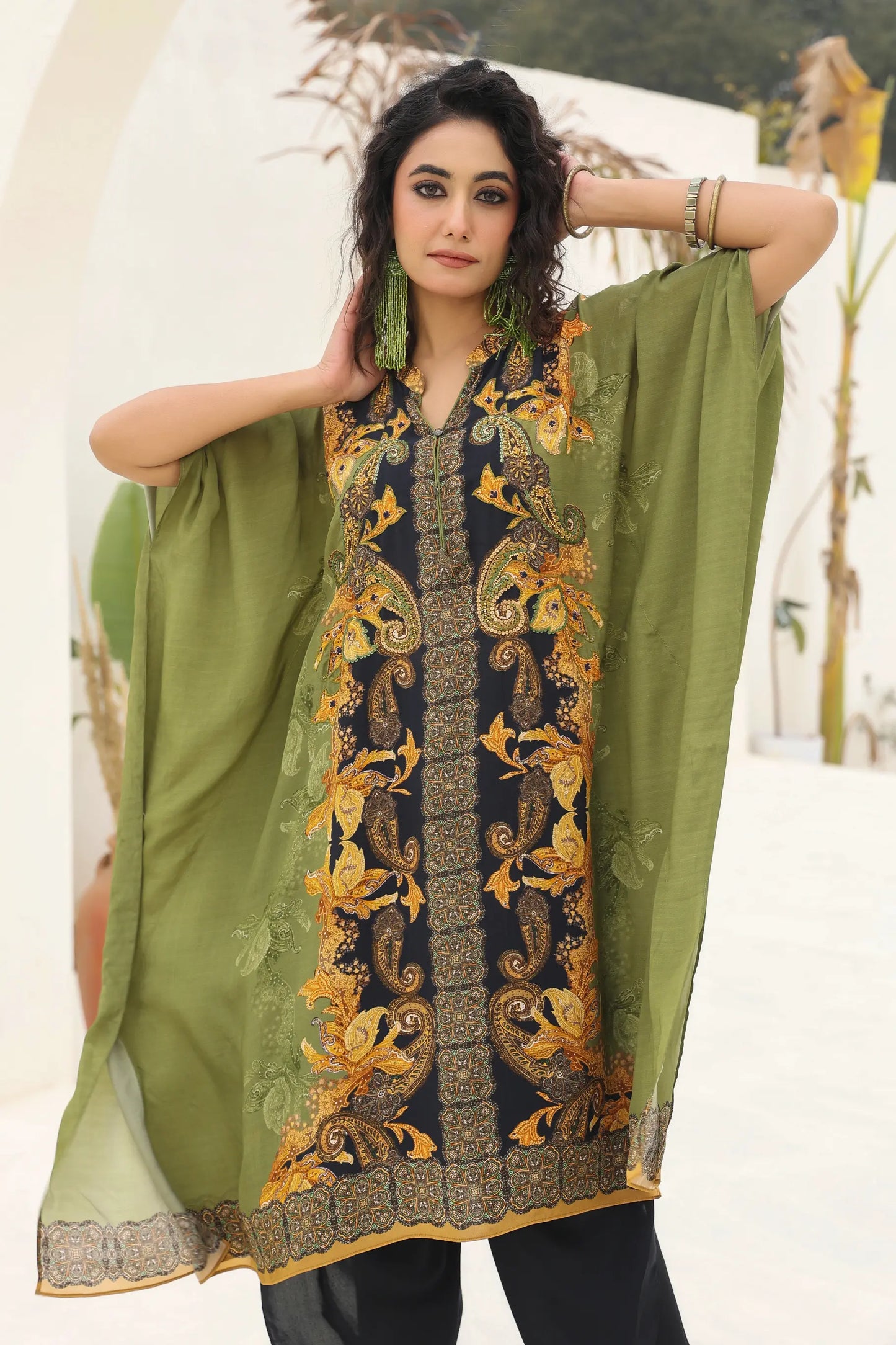 Printed Kaftan With Dhoti Pant