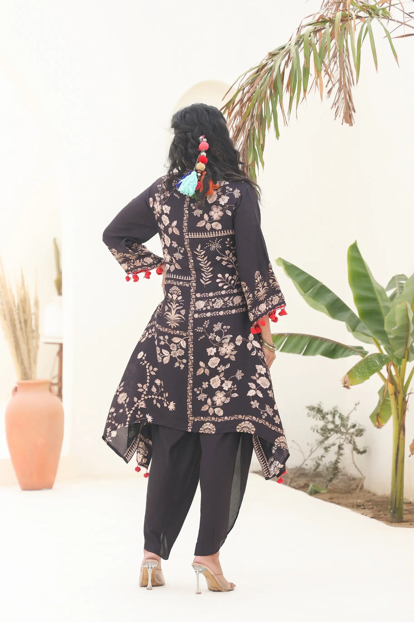 Floral Mix A-Line Kurat With Tulip Pant
