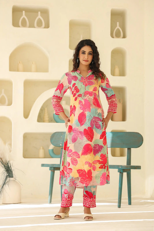 Floral Print Straight Kurti with Pant