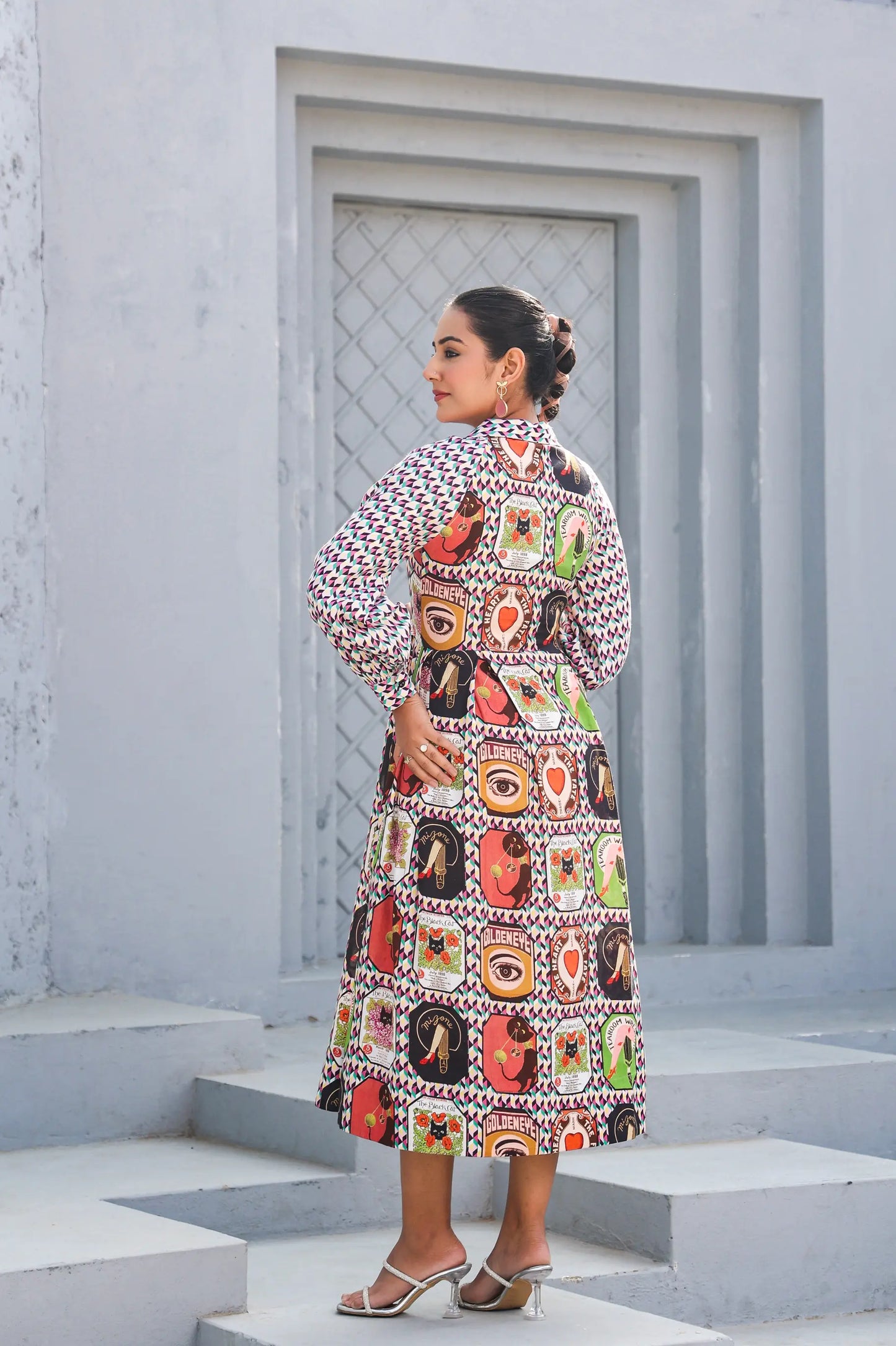 European Print Cotton Dress