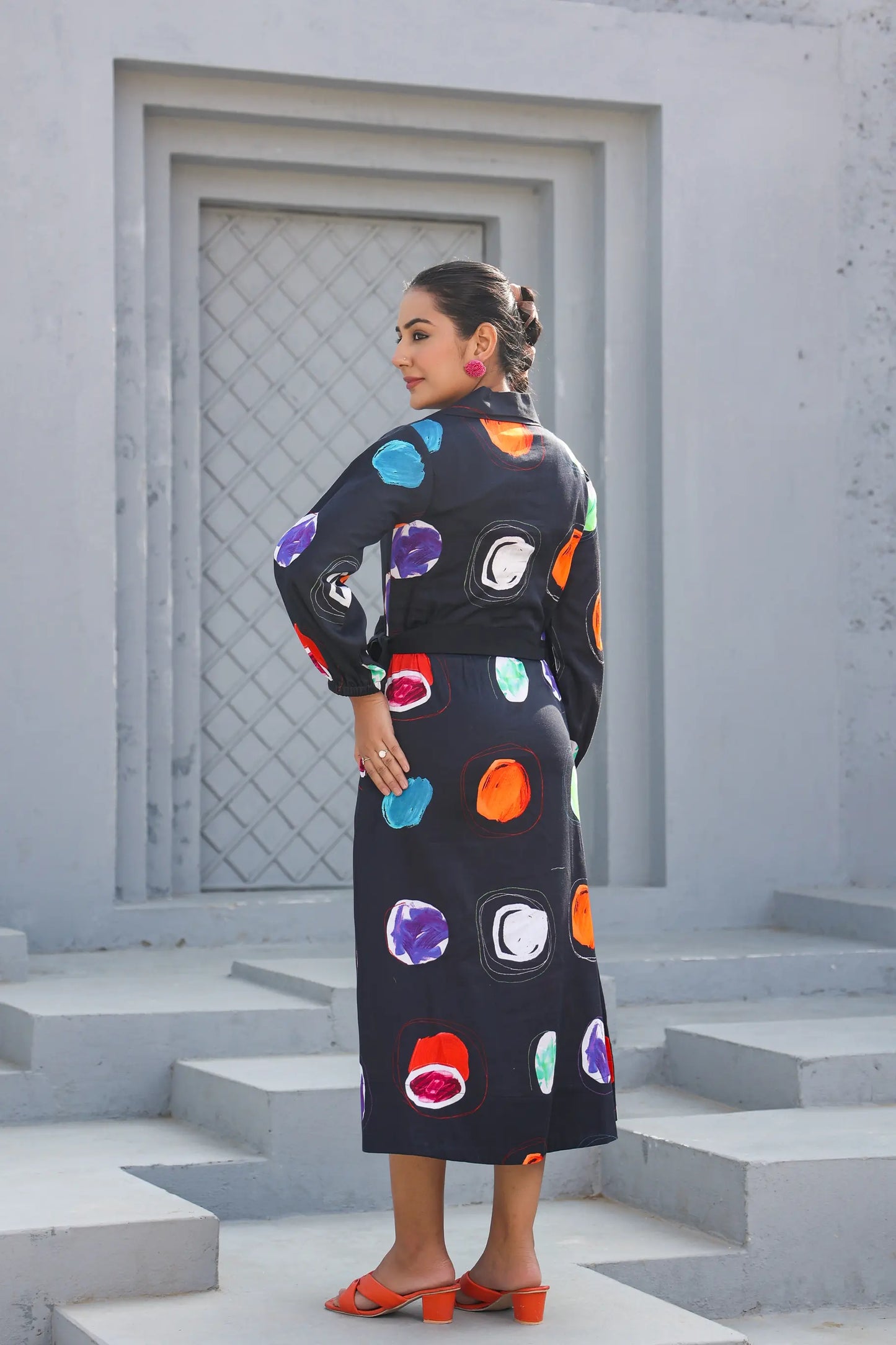 Abstract Print Cotton Dress