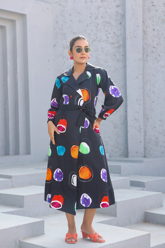 Abstract Print Cotton Dress