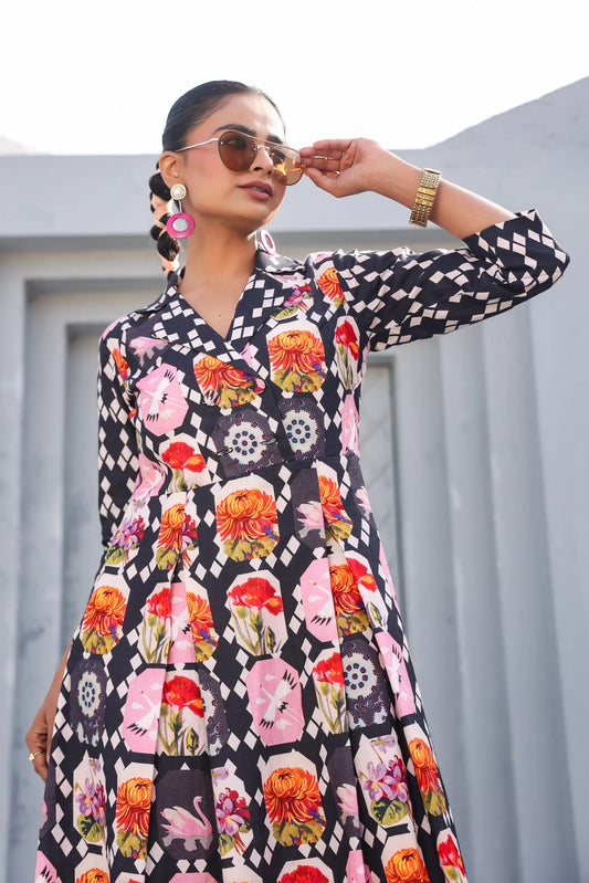 Abstract Print Cotton Dress