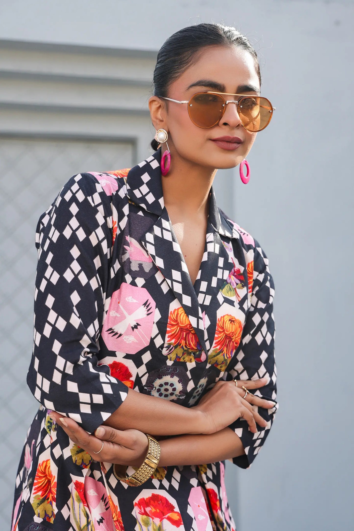 Abstract Print Cotton Dress
