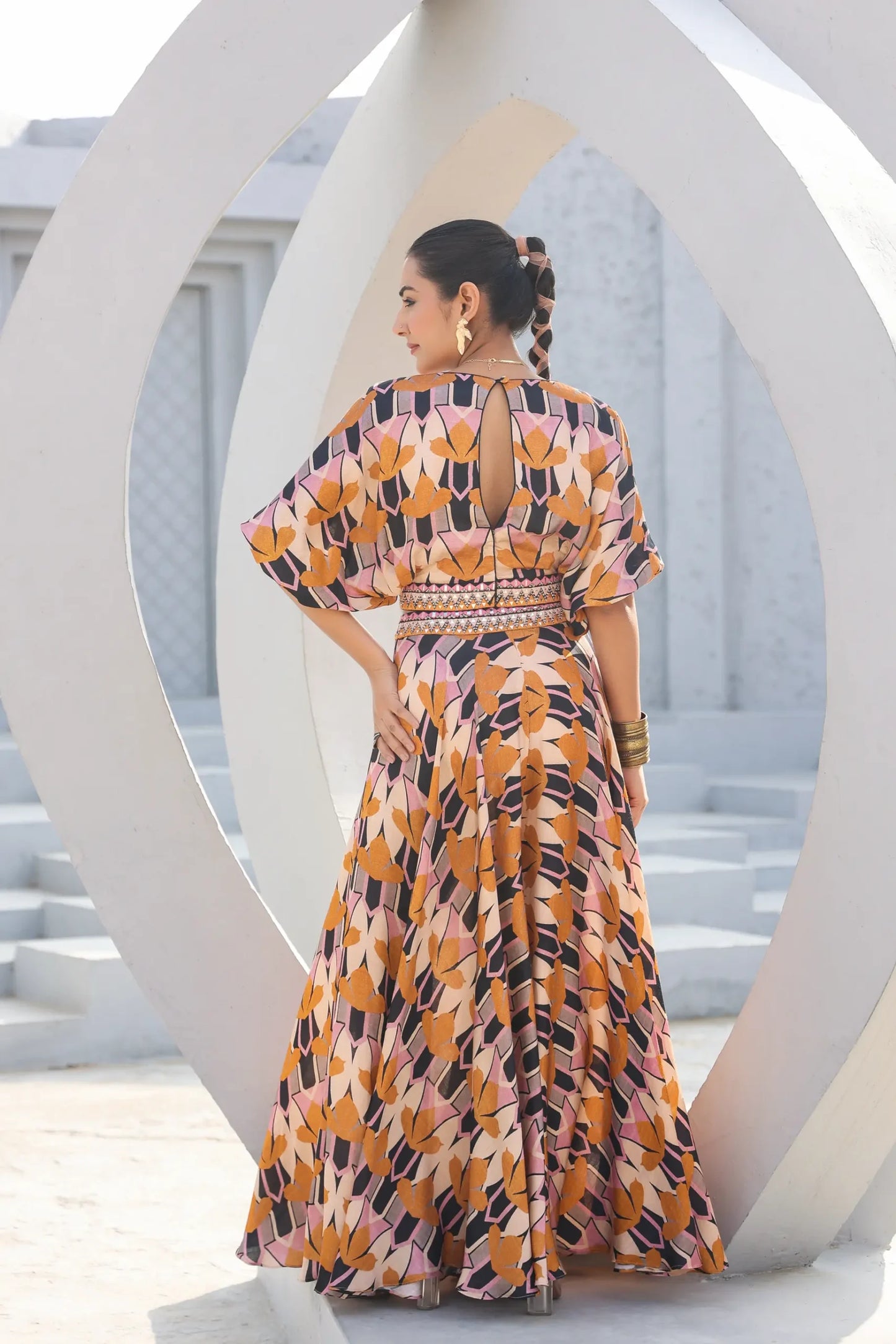 Divider Pant Set with Embbellish Belt