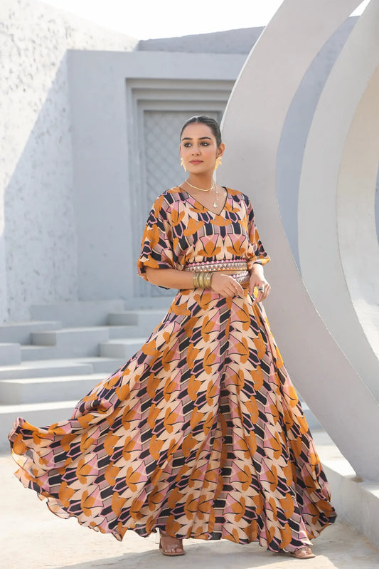 Divider Pant Set with Embbellish Belt