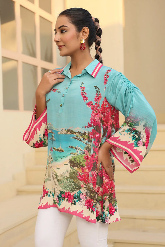 Printed Short Top with light Embellish