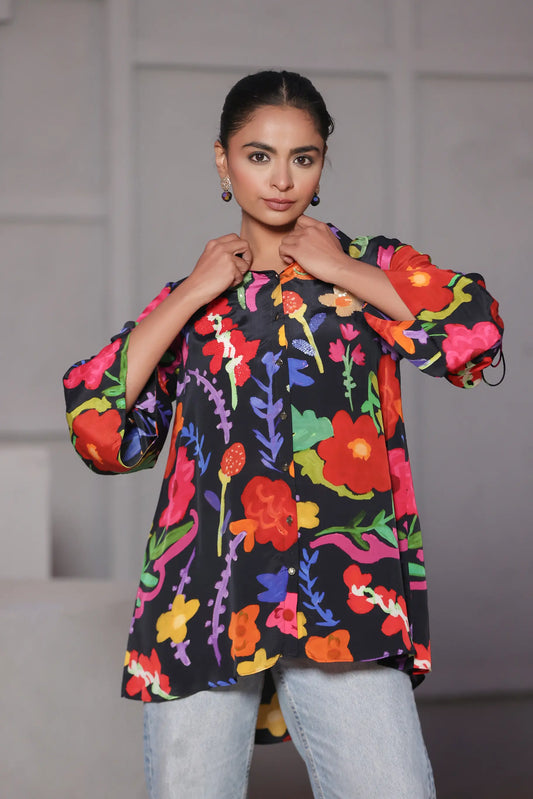 Printed Short Top with light embellish