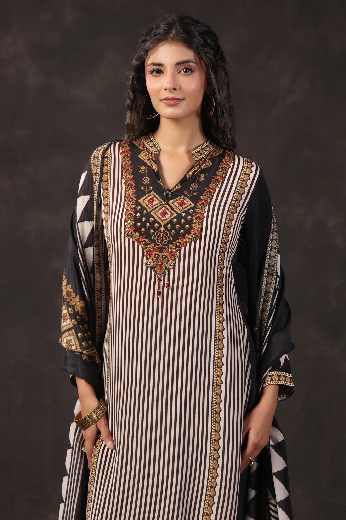 Three Piece Ethnic Kurti with highlight