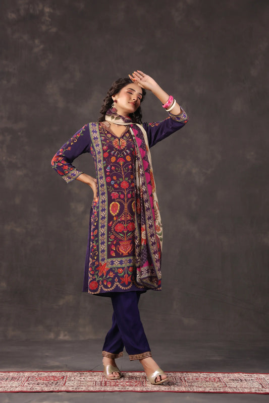 Three Piece Ethnic Kurti with highlight