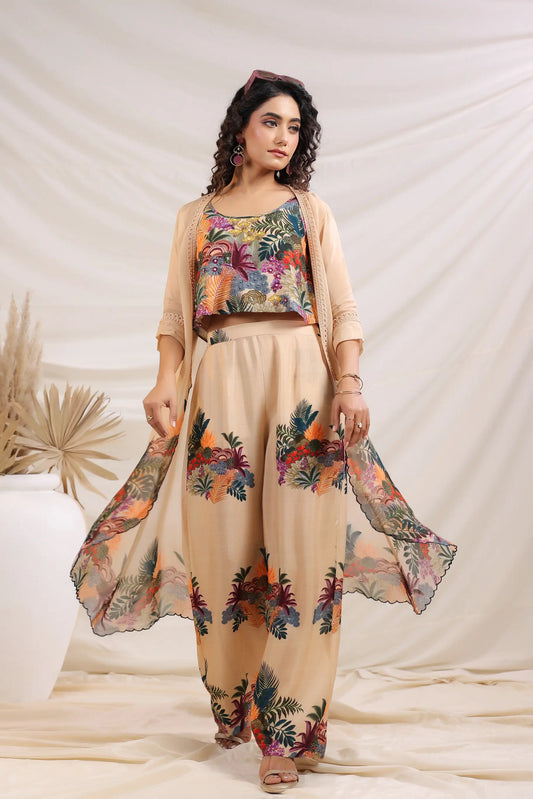 Floral Print Co-Ord Set with Printed Jacket