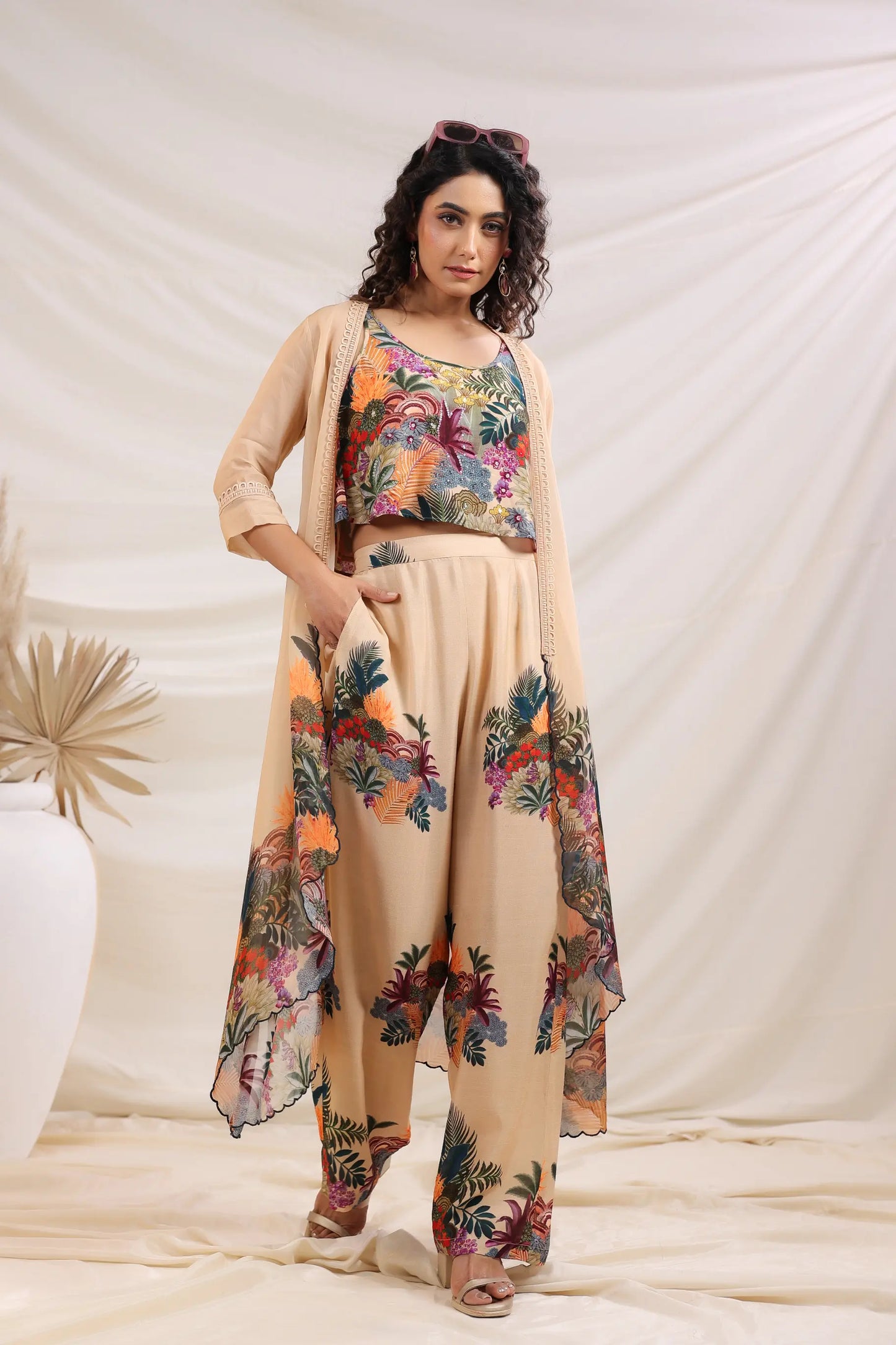 Floral Print Co-Ord Set with Printed Jacket