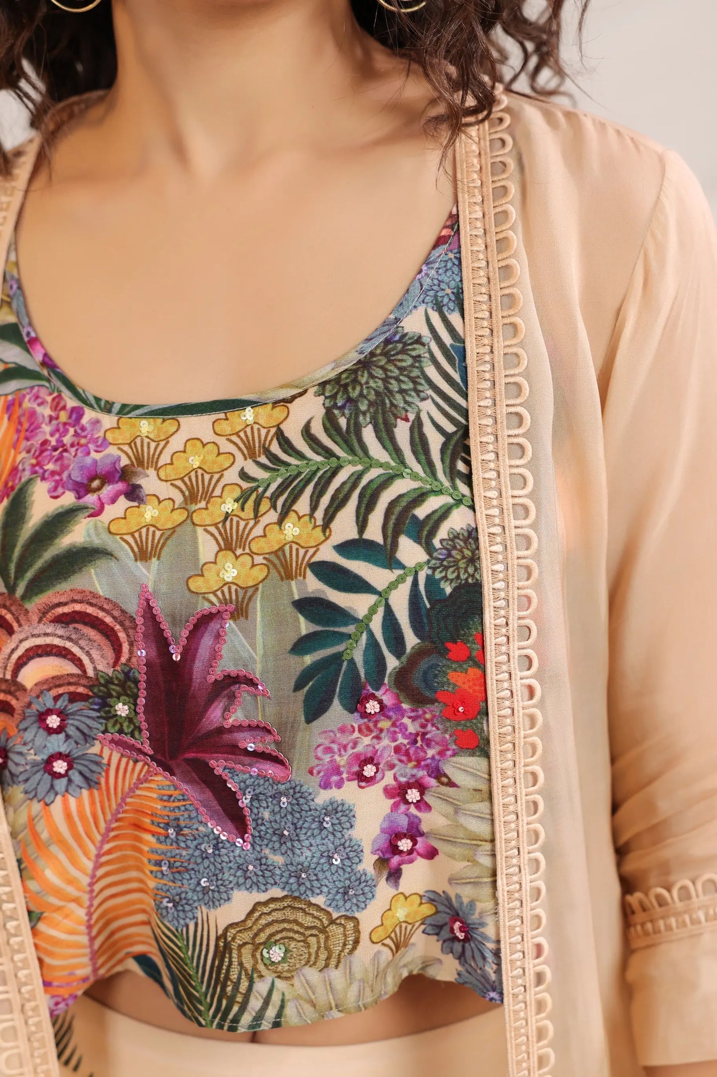 Floral Print Co-Ord Set with Printed Jacket