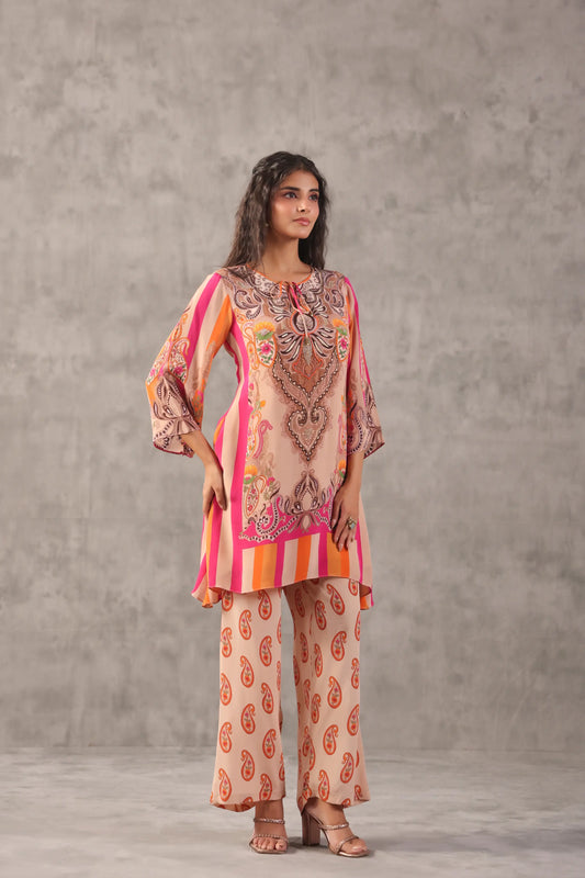 Embellished Printed Straight Kurti with Pant