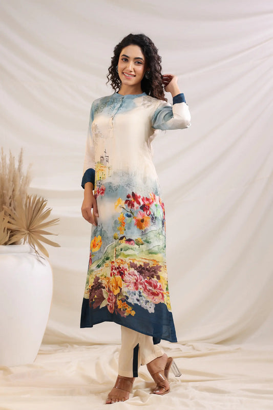 Floral Print Straight Kurti with Pant