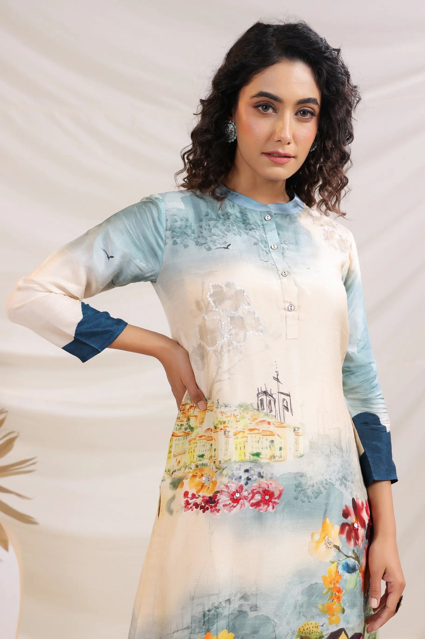 Floral Print Straight Kurti with Pant
