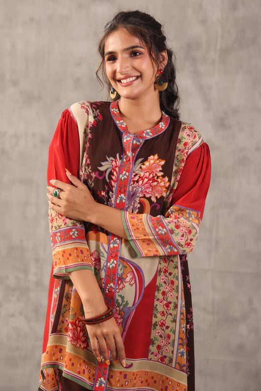embellished aline top with straight pants. The perfect Co-ords.